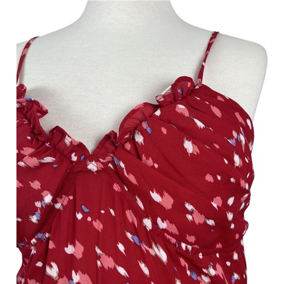 ROW A Women's Red Printed Adjustable Spaghetti Strap Dress Size XL - Picture 3 of 11